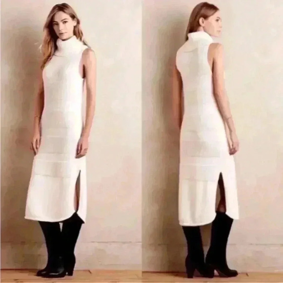 Dresses & Skirts - Anthropologie month ex sweater, sleeveless dress cream turtleneck size medium